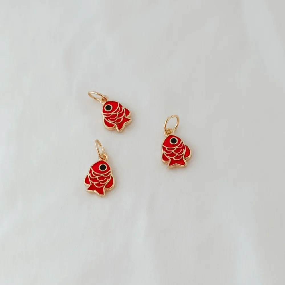 الملحقات: قلادة سمكة صغيرة حمراء مطلية بالذهب عيار 14 قيراط، سوار، قلادة، قلادة، إكسسوارات مجوهرات مصنوعة يدويًا #1