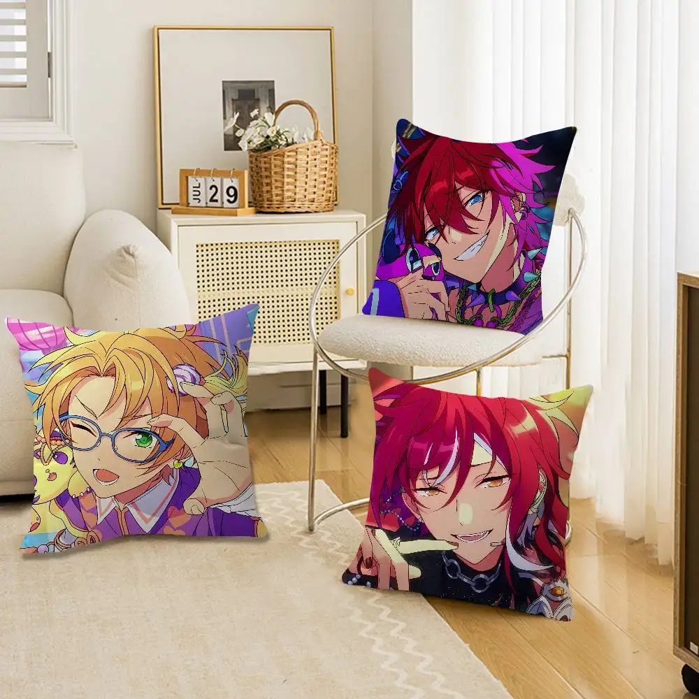 Hot Music Game Ensemble Stars Office Cushion Pillowcase Car Cushion Cover45X45CM Lumbar Pillowcase Sofa Pillowcover