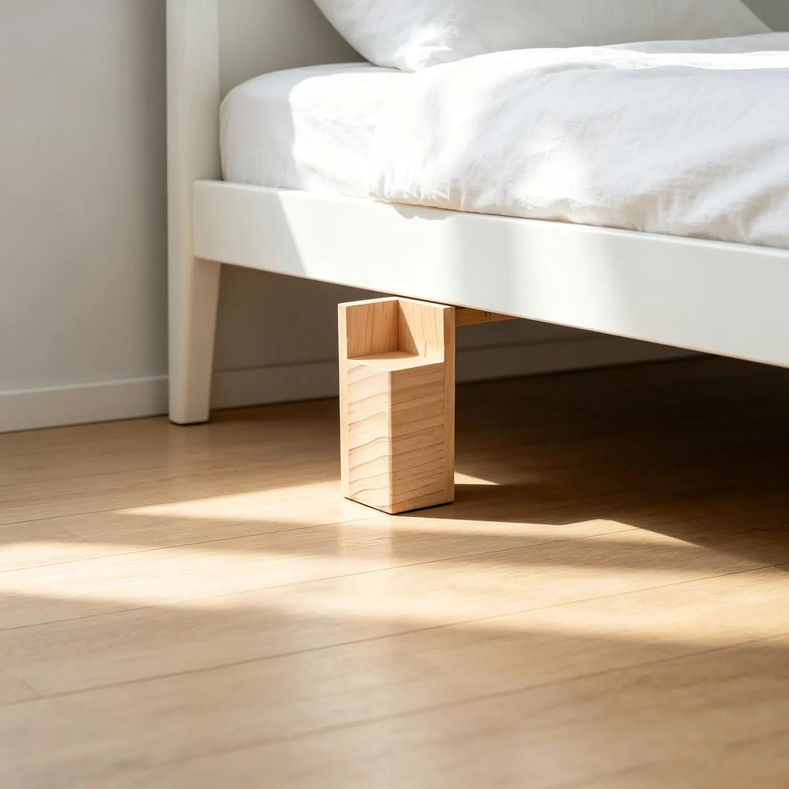 4Pcs Square Wood Bed Leg Risers Furniture Lift Beige Heighten Platform Bed for Easy Cleaning Stable Support Furniture Extenders