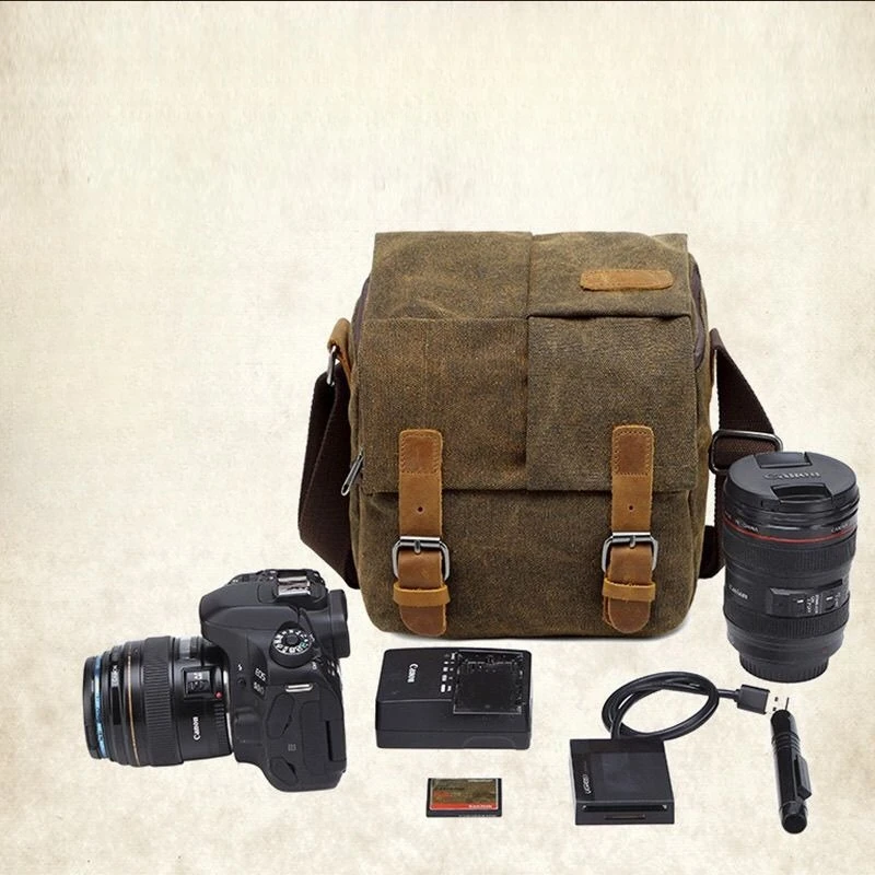 

Multifunctional SLR Camera Bag Multilayered Hard-wearing One Shoulder Photography Canvas Bag All-match SLR Digital Bag