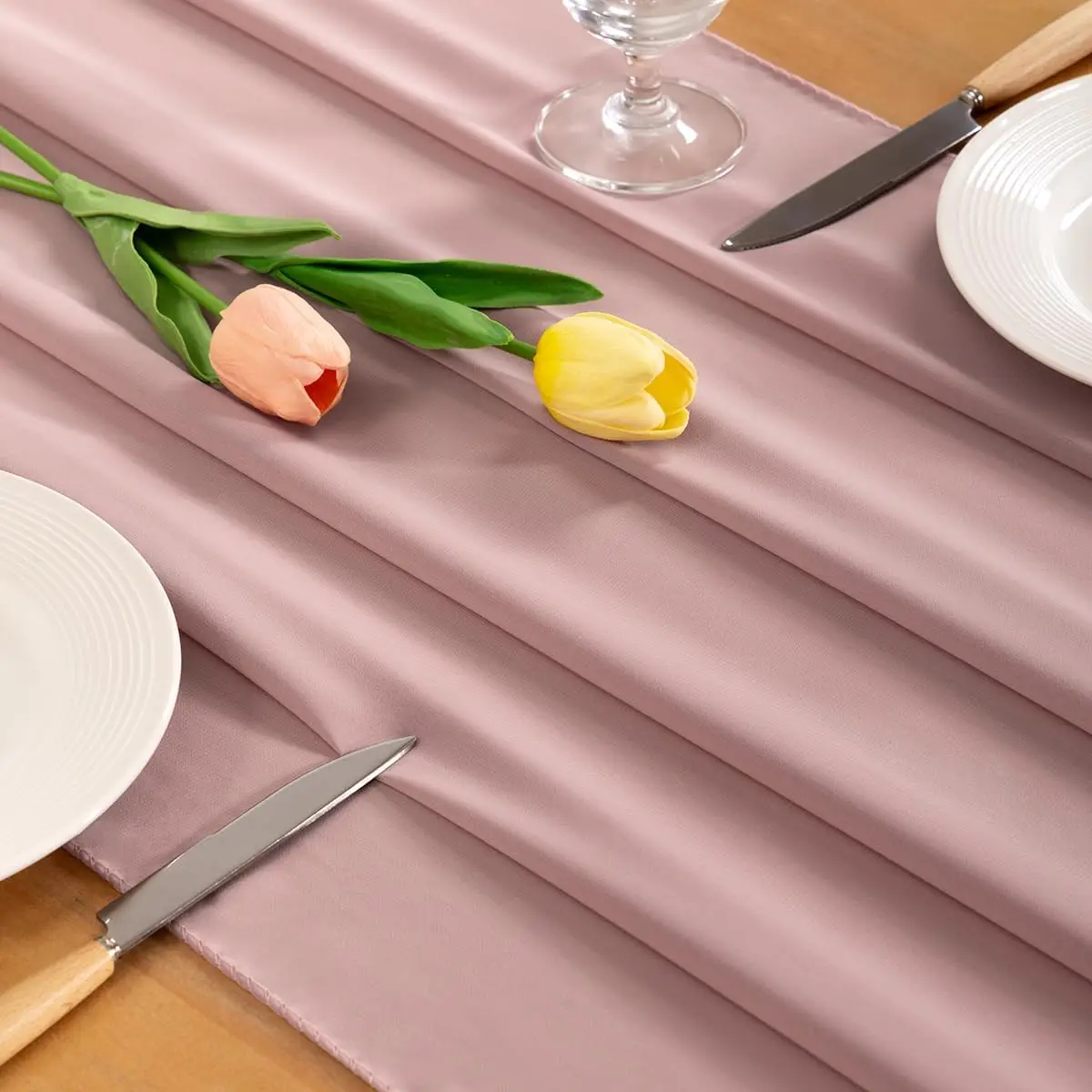 Dusty Pink Chiffon Table Runner Sheer Fall Boho Rustic Table Cloth Centerpiece Wedding Party Baby Shower Christmas Home Decor