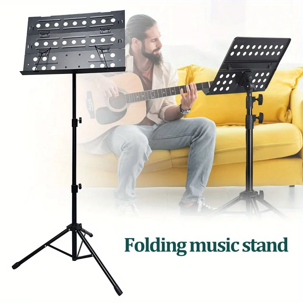 

Portable Foldable Music Stand Holder with Adjustable Height 27.6 "-57.1" (70cm - 145cm) Lightweight and Durable Stand Holder Kit