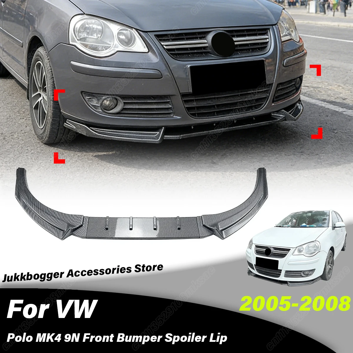 

Для Volkswagen Polo MK4 9N 2005-2008: Комплект аксессуаров для защиты и декорации нижней части переднего бампера автомобиля
