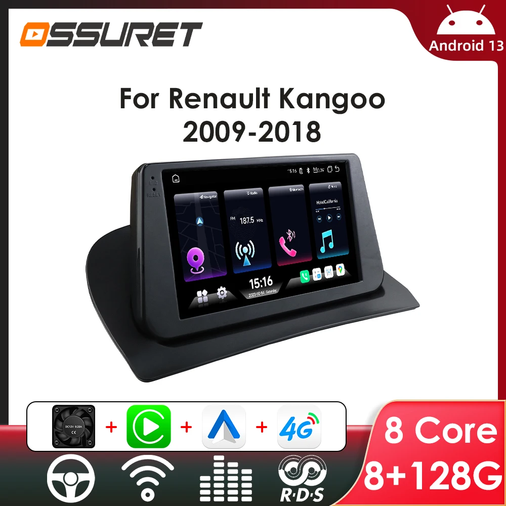 Lettore radio 2DIN per Renault Kangoo KANGOO 2009-2018 Wireless Carplay Android Auto 9 POLLICI Schermo stereo Android Car Multimedia