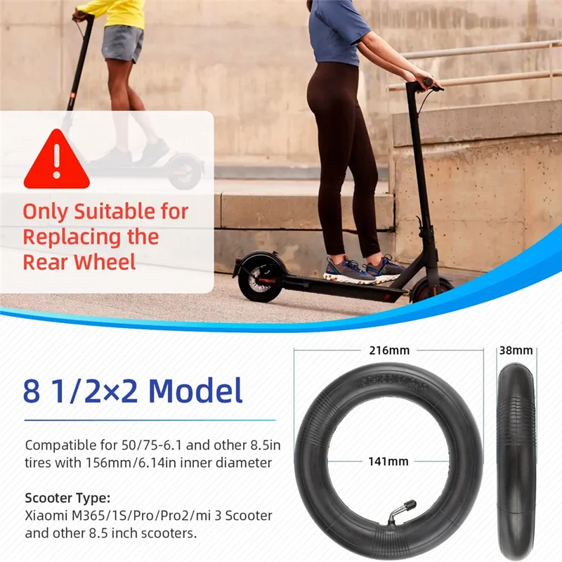 8.5Inch Inner Tube Rear Wheel Bent Valve Stem 50/75-6.1 Rear Tire