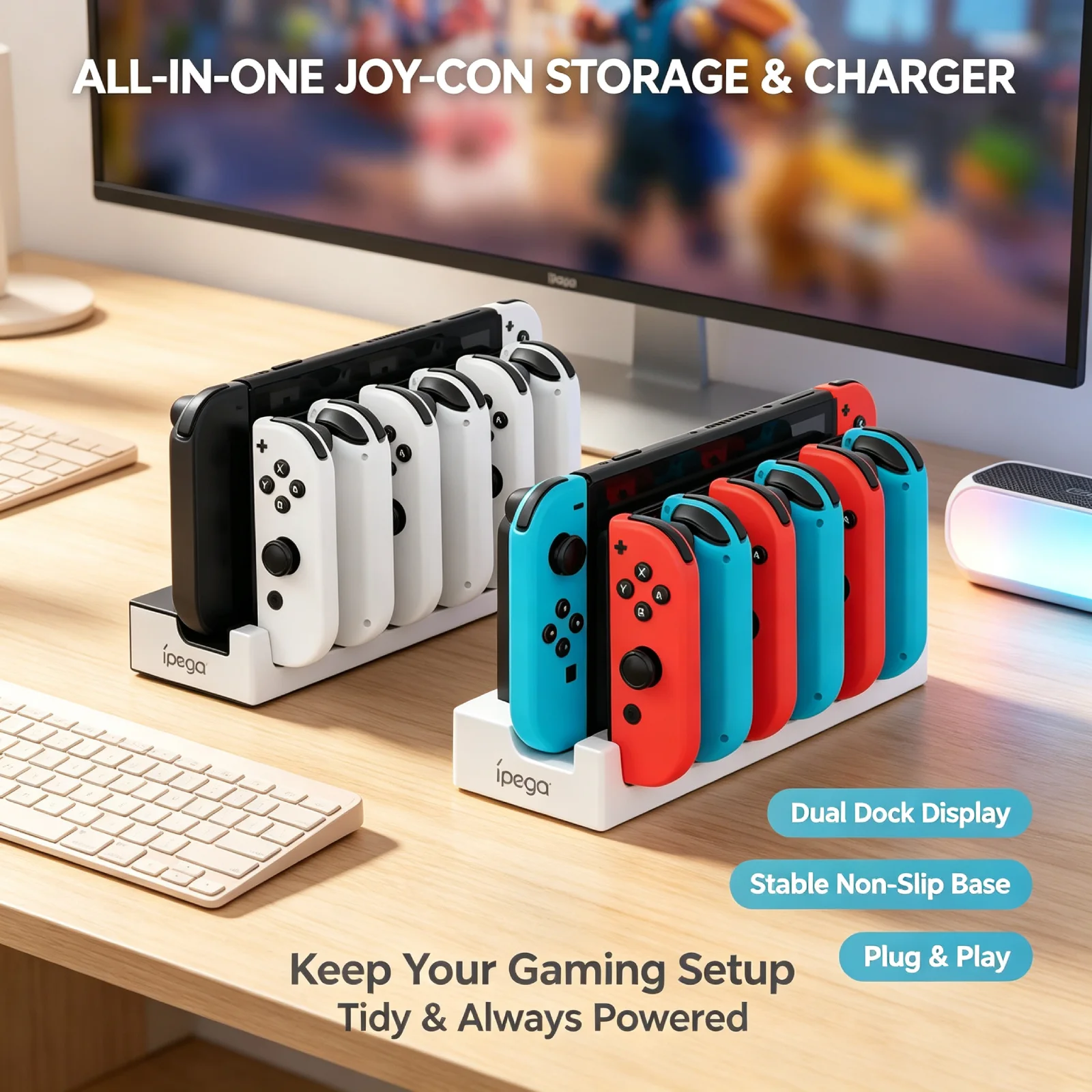 For Switch1/oled 6-in-1 Charging left and right controller docking station Python six-seater charging dock Game accessories