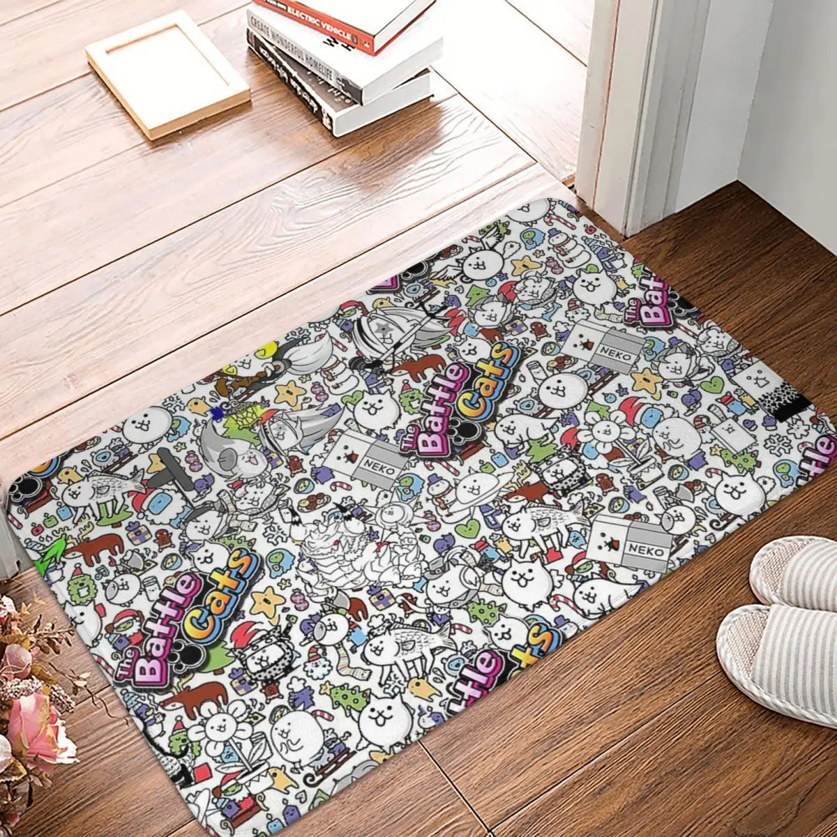 Battle Cats Anti-slip Doormat Floor Mat Cushion Carpet Rug for Kitchen Entrance Home Bathroom Living room Footpad Mats