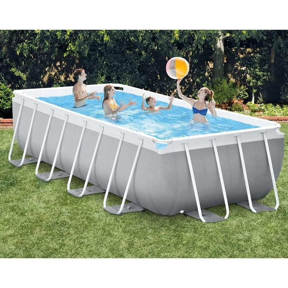 

16 Foot by 42 inches Frame Rectangular Above Ground Swimming Pool Set with Filter Pump, Ladder, Ground Cloth, Customized