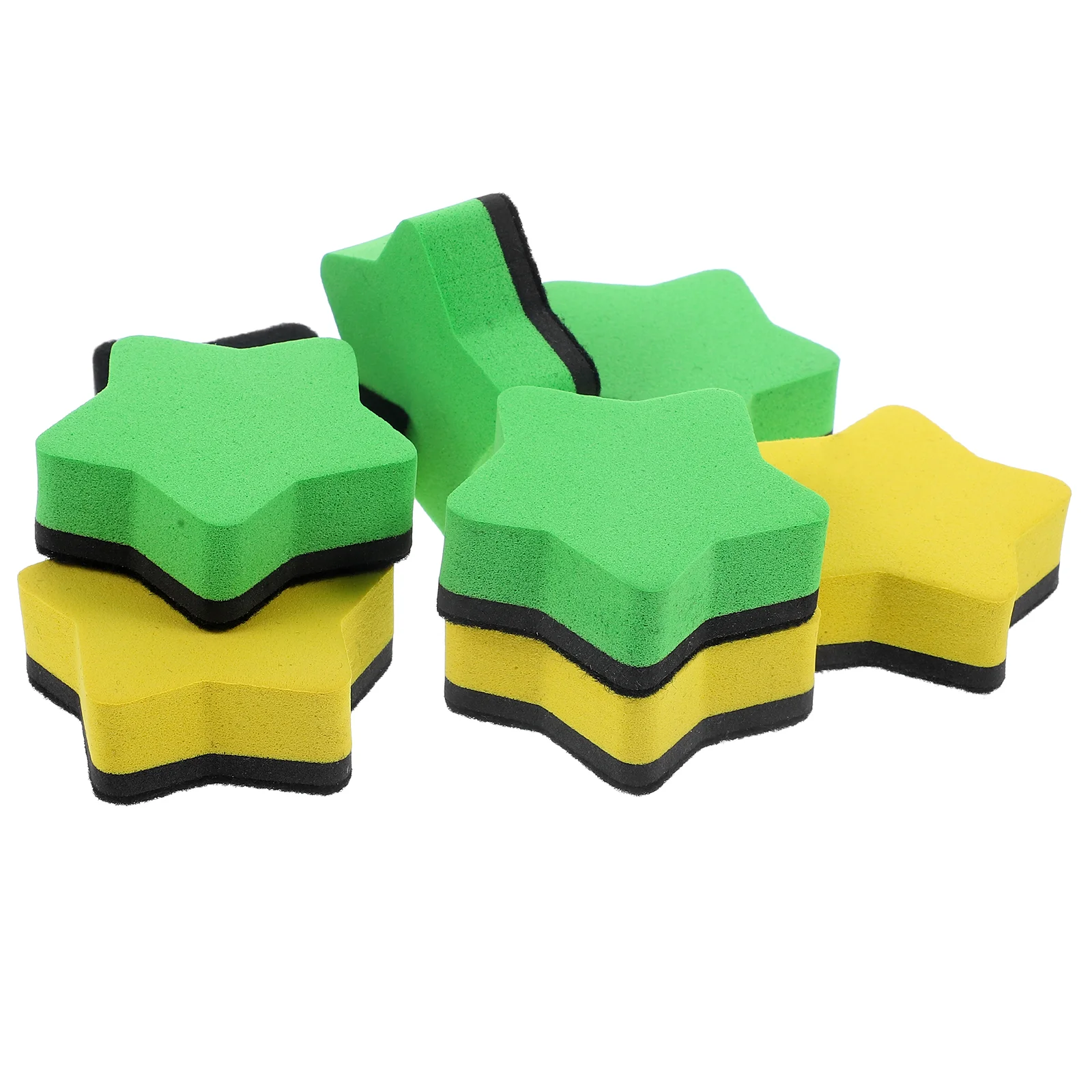 

8 Pcs Magnetic Whiteboard Eraser Cartoon Star Shaped EVA Felt Classroom Office Kids Yellow Green 4pcs Each Dry Erasers Board