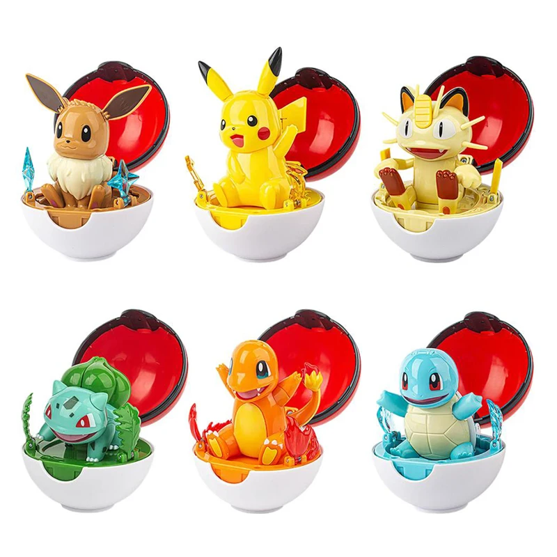 Pokemon Pikachu Figure Pokeball Retractable Toys Pocket Monster Elf Ball Anime Figure Model Doll Kids Christmas Gifts