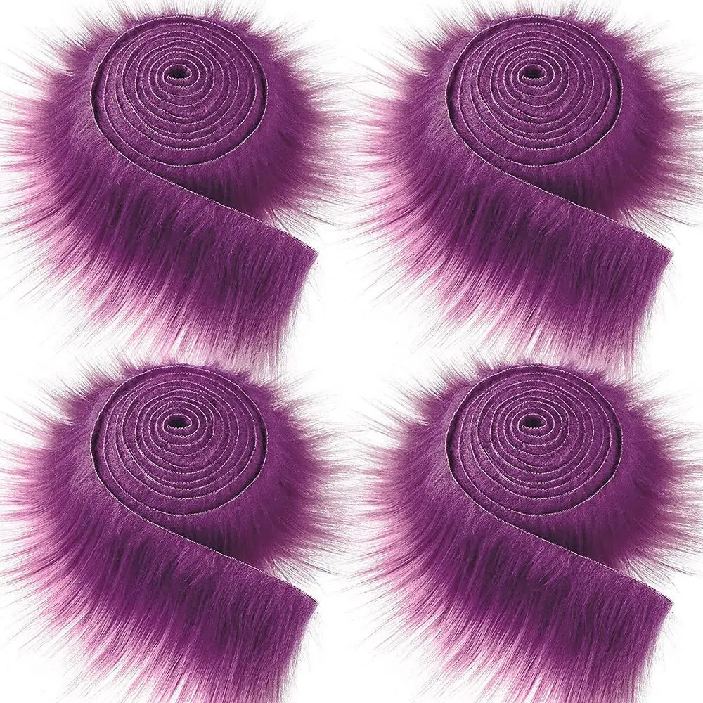 Multicolor Long Plush Fur Trim Fabric Roll