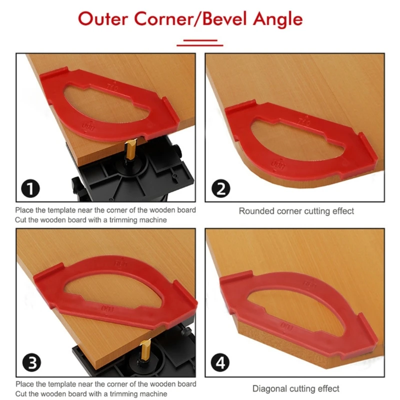 Modèles routeur menuiserie 4pcs Ensemble avec R20 R40 RADIUS Position d Jigs bords bois Positionner 601C