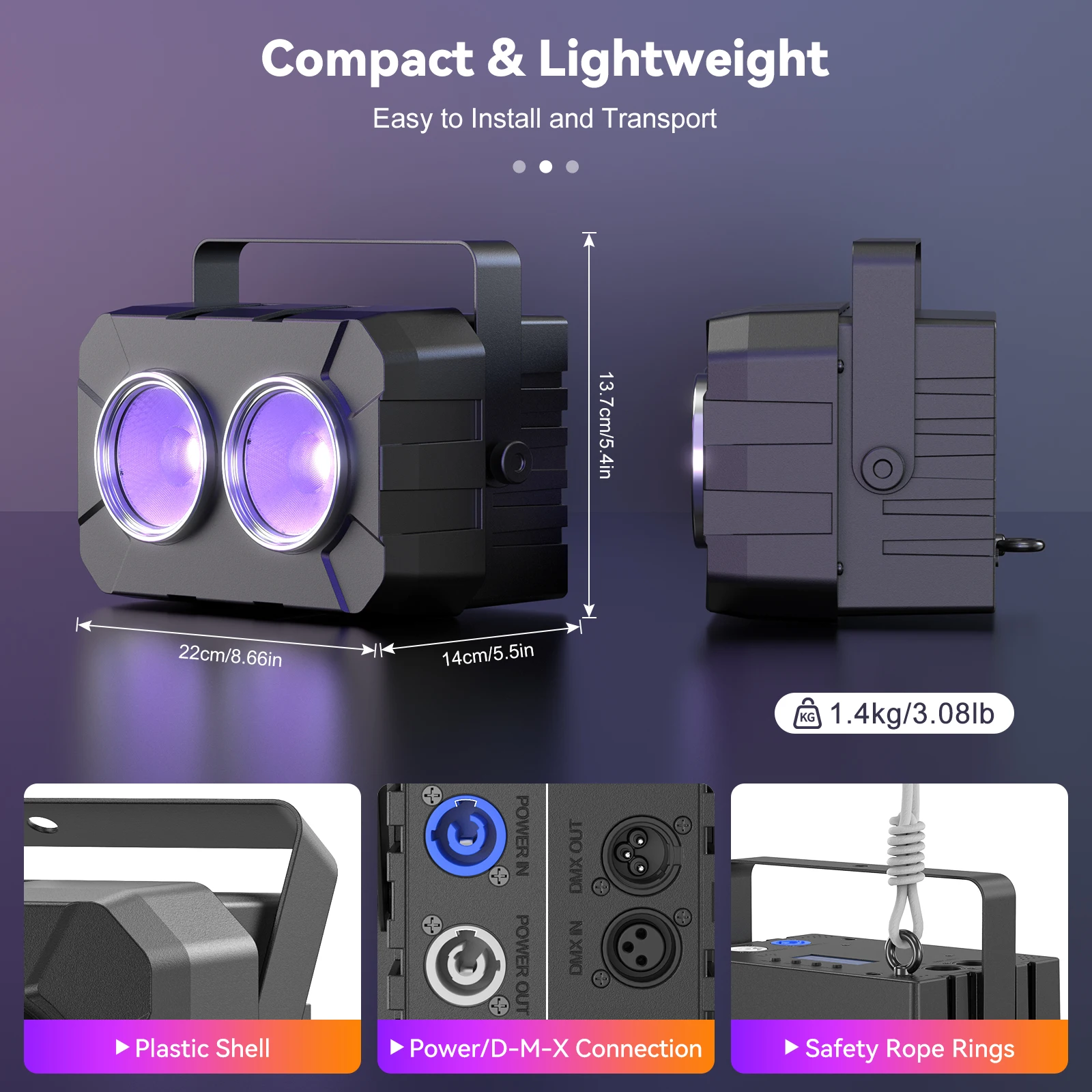 Yiflamefly 4Pcs 180W RGBW COB LED Dyeing Par Light Controlled by DMX512 Sound Activated Ideal For Bars Birthday Parties Clubs