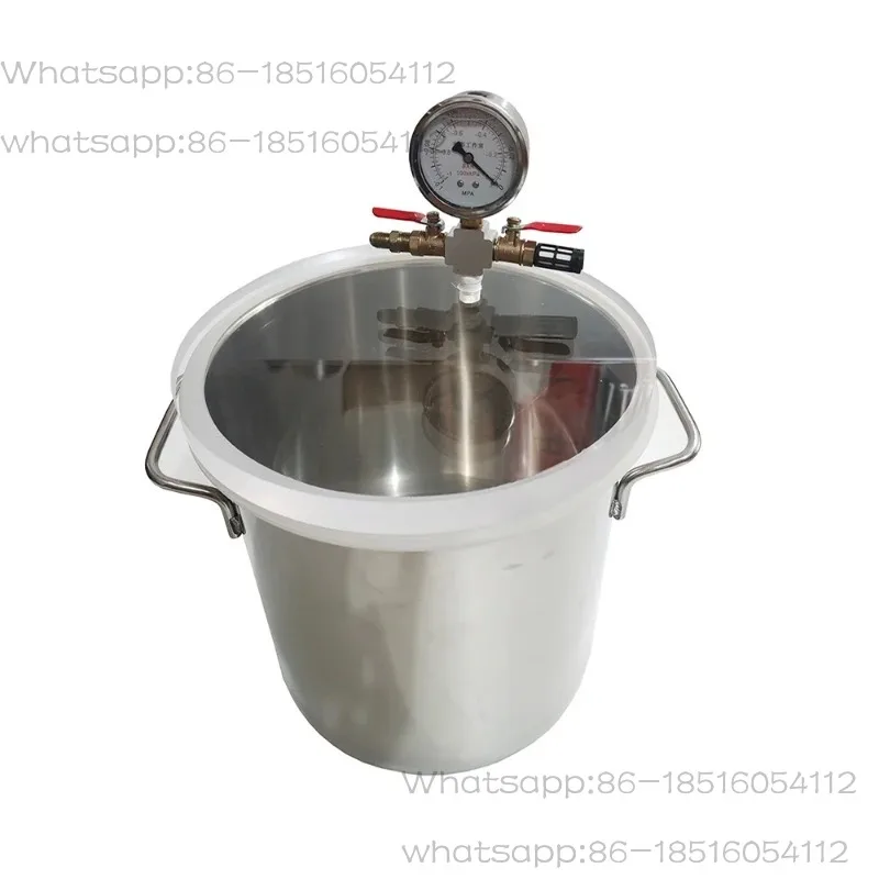 25CM Vacuum Defoaming Tank Barrel Stainless Steel Vacuum Chamber Crystal Glue Maker For AB Glue Epoxy Resin Silica Gel 10L