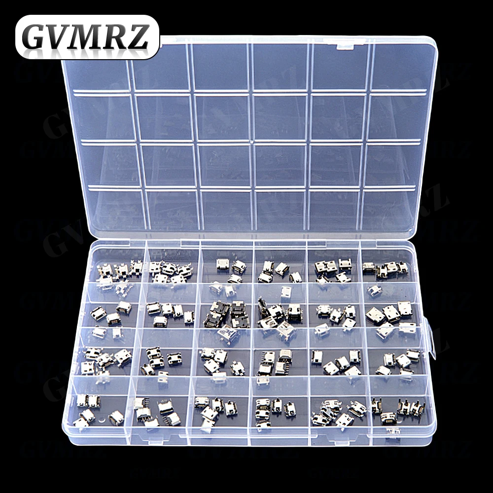 

120 шт. комплект разъемов Micro USB, 24 модели, женские мини-USB-разъемы для пайки, Diy для MP3/4/5 Samsung Huawei SMD DIP, комплект розеток