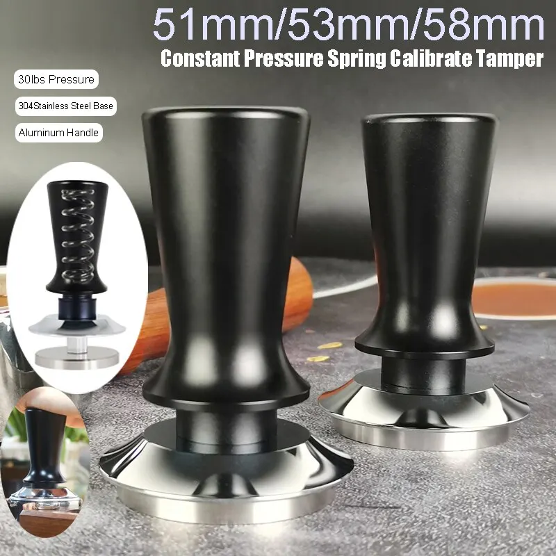 

Coffee Tamper 51/53/58mm Ripple/Flat Base Leveling Constant Pressure Calibrated Spring Loaded Barista Tools Espresso Accessories