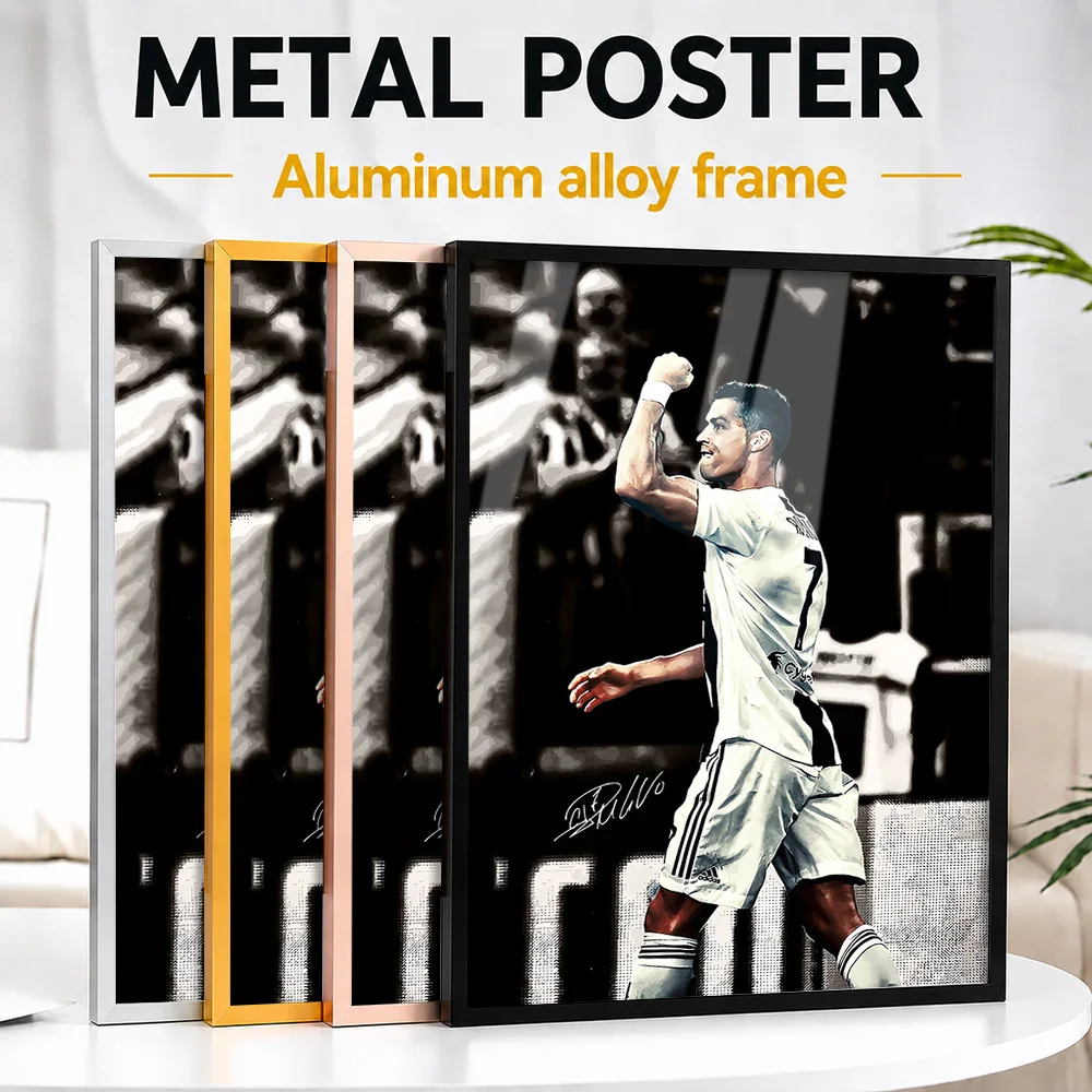 Cristiano Ronaldo Fist Pump Celebration Framed Metal Print Personalized Victory Tribute Wall Art Ideal For Football Fans In Gym