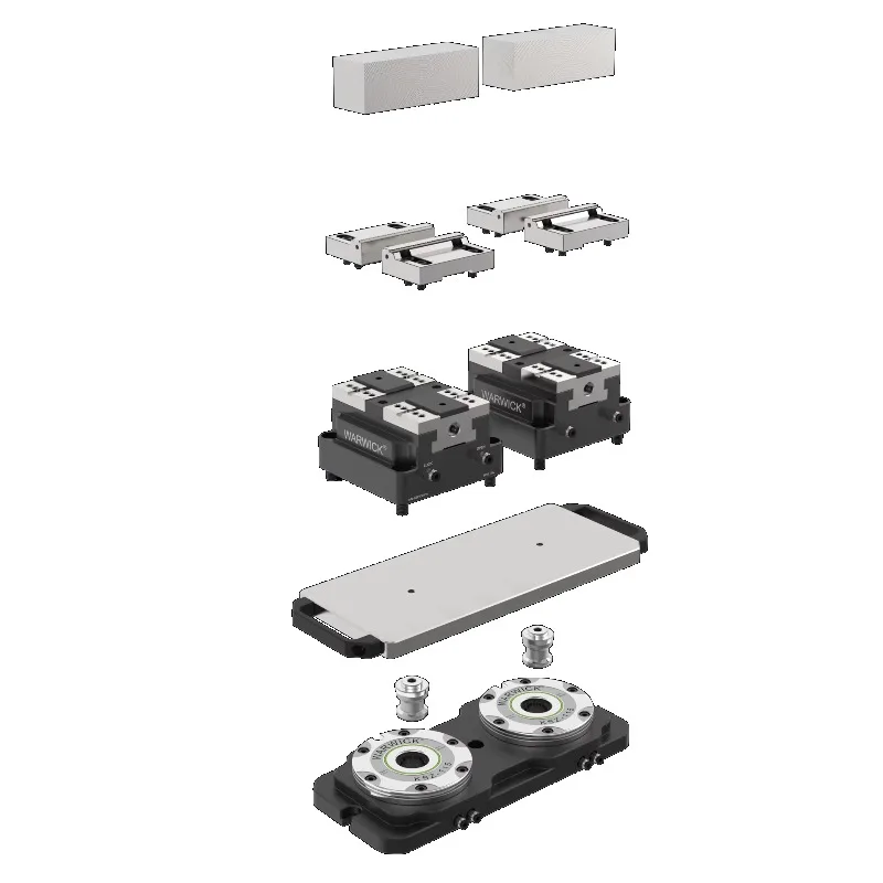 5 Axis Self-centering Pneumatic Vise for VMC Rotary with Serrated Steel Jaw KSP-150+YZ-150