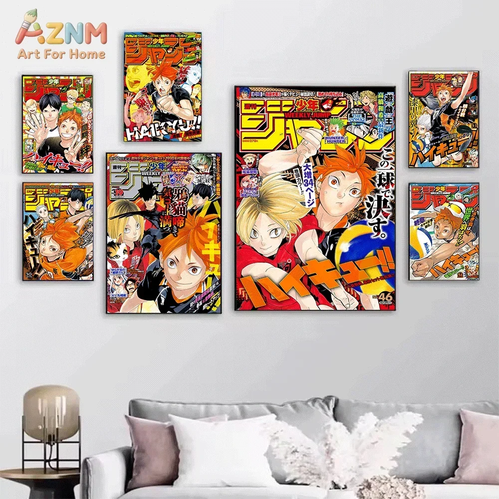 AZNM Haikyuu Hinata Shoyo Karasuno Volleyball Weekly Jump Next Magazine Canvas Wall Art Single Frameless Anime Print Poster Fo