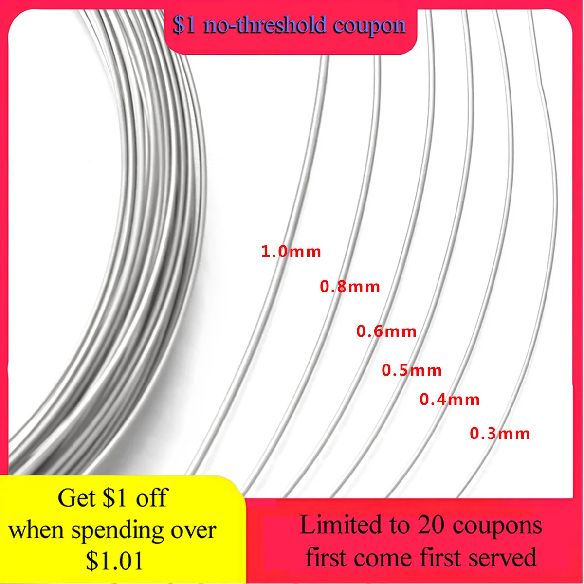 10m/roll  Stainless Steel Solid Wire for Diy Beading Wire Necklace Bracelet Earring Jewlery Making No Rusting Wholesale