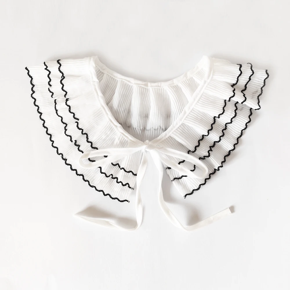 Kawaii Style Fake Collar Spring Summer Women Pleated Chiffon Collar Doll Collar Female Detachable Shirt False Collar Accessories