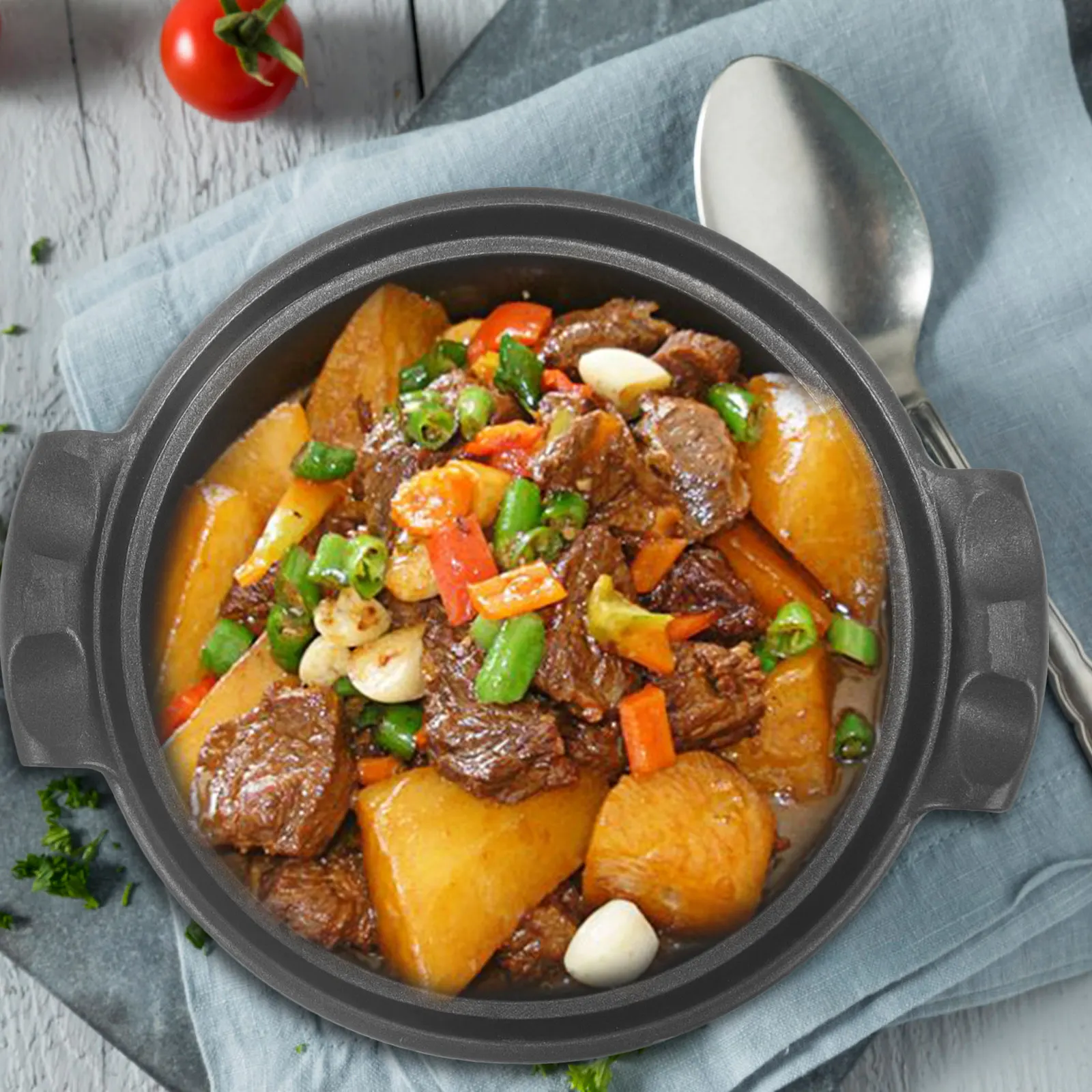 

Ceramic Cooking Pot Double Handles Casserole Pot for Stove Top Soup Stew Hotpot Household Kitchen Cookware Stockpot