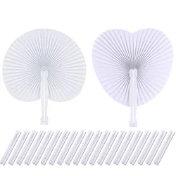 50/100 Pcs Foldable DIY Painting Heart Shape Round Paper Fan Wedding Party Guest Gifts Decoration Anniversary Kids Party Favors
