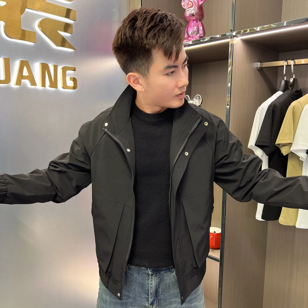 

Men's Stand Collar Jaet Spring Autumn Korean Sle Baseball Coat Trendy Casual irt Faion Urban Youth Polyester Jaet