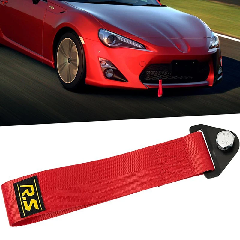 Car Tow Strap Towing Rope Belt Heavy Duty Red Tow Rally Sport Drift Hook Front Rear Bumper Racing Rescue Hauling Tool Styling