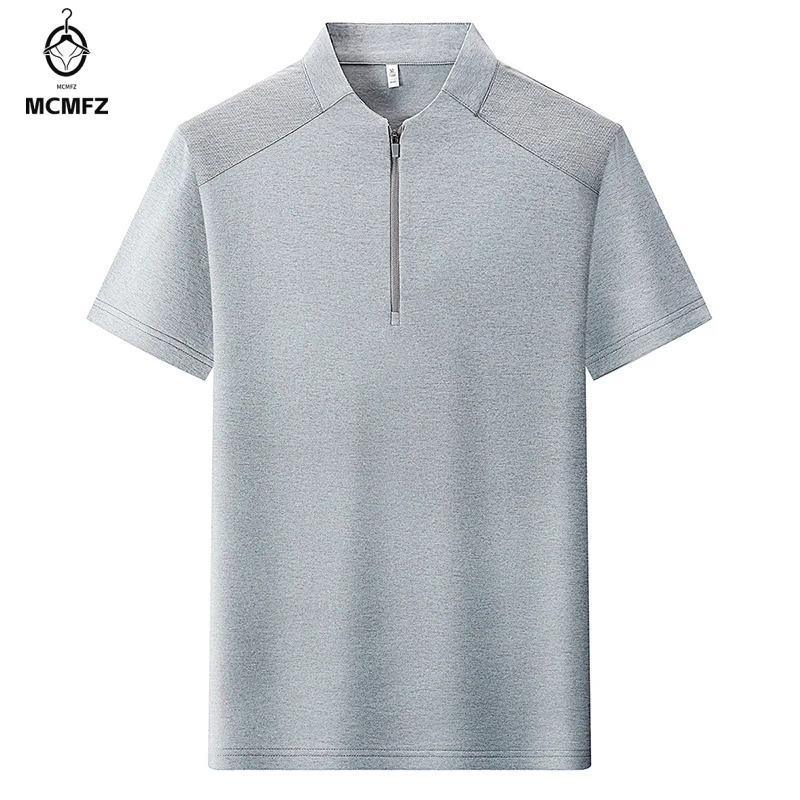 Men Stand Collar Half Zip Short Sleeve T Shirt Breathable Casual Pullover Top For Business Office Daily Summer Wear view 3
