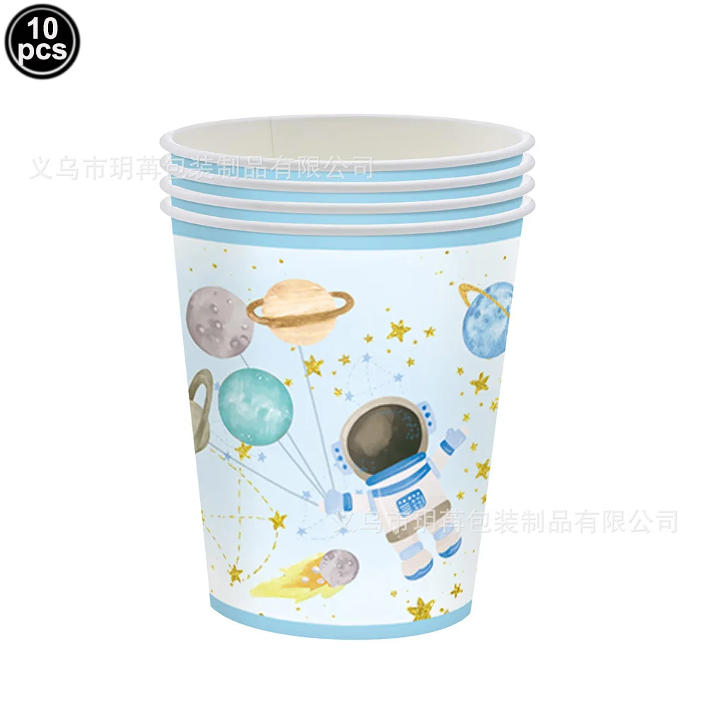Blue Galaxy Space Disposable Plates Napkins Cups Outer Space Theme Party Tableware for Astronaut Theme Birthday Decorations