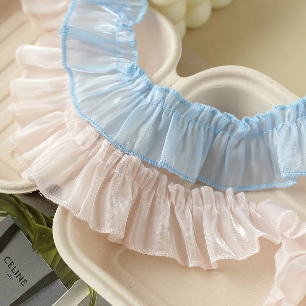 2/10Meters Black Ruffle Lace Trim 35mm Wide Sewing Ribbons For Crafts Party Dress DIY Supplies Home Decor Needlework Accessories