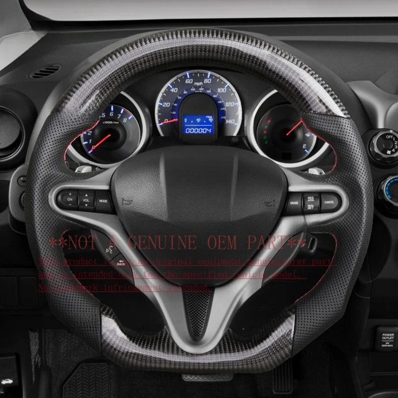 For Honda Fit Multi Function Black Carbon Fiber Sport Modified Steering Wheel Horn Cover Decorative