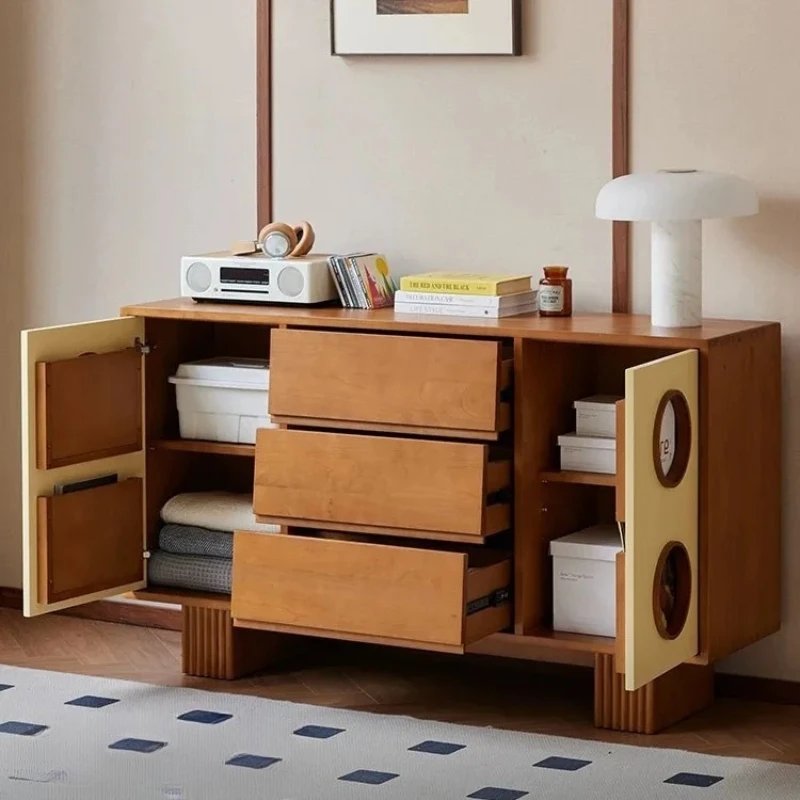 Acoustic storage system | Retro solid wood square side cabinet, creating an exclusive and orderly space for audio and collection