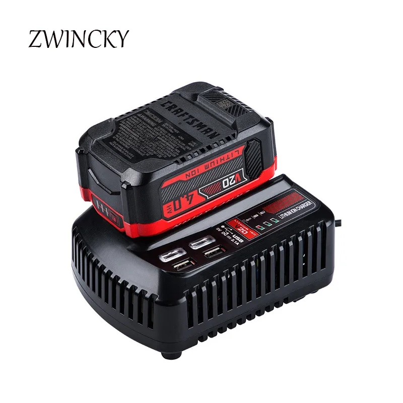 

For CRAFTSMAN 20V 2A Li-ion Battery Charger CMCB102 Rechargeable Power Tool 100V/240V Lithium Battery Charger With Dual USB