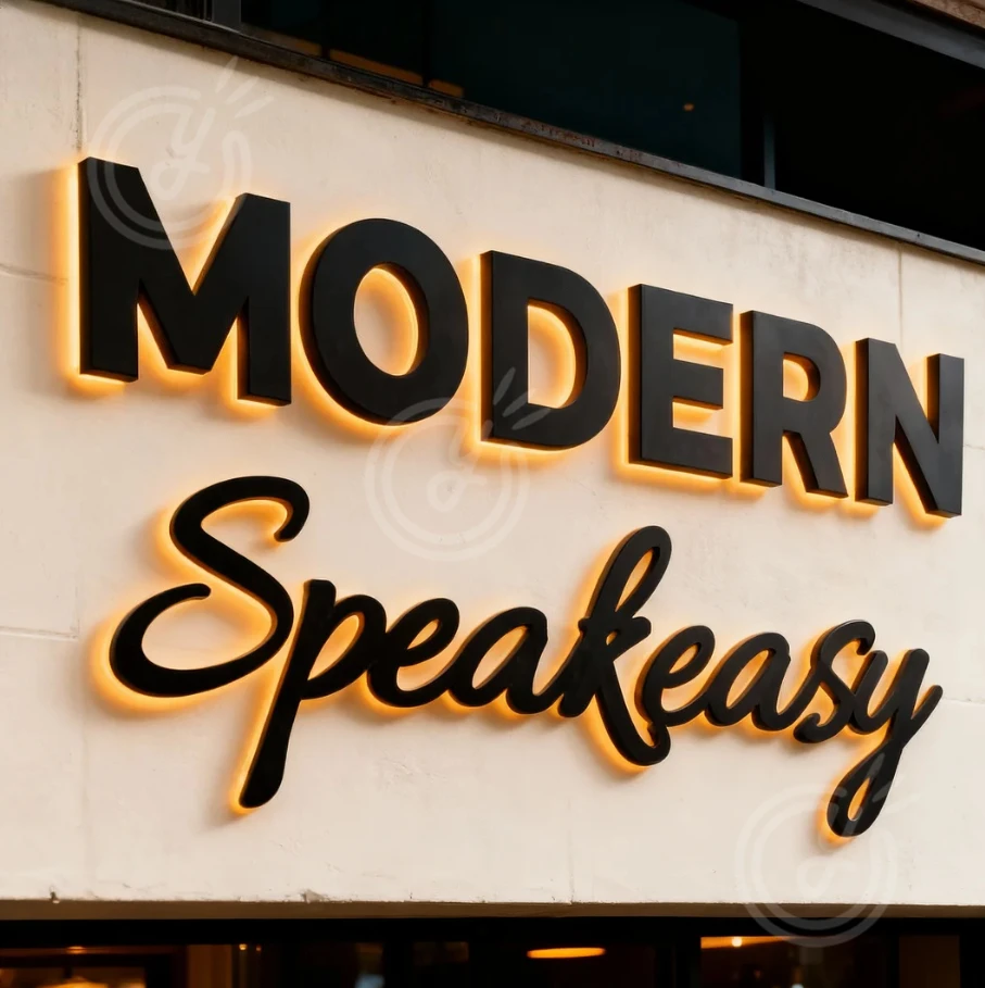 Letter Sign: Stainless Steel Backlit Custom 3D Channel Business Sign Halo Brushed Metal LED Logo Advertising Lit Indoor/outdoor