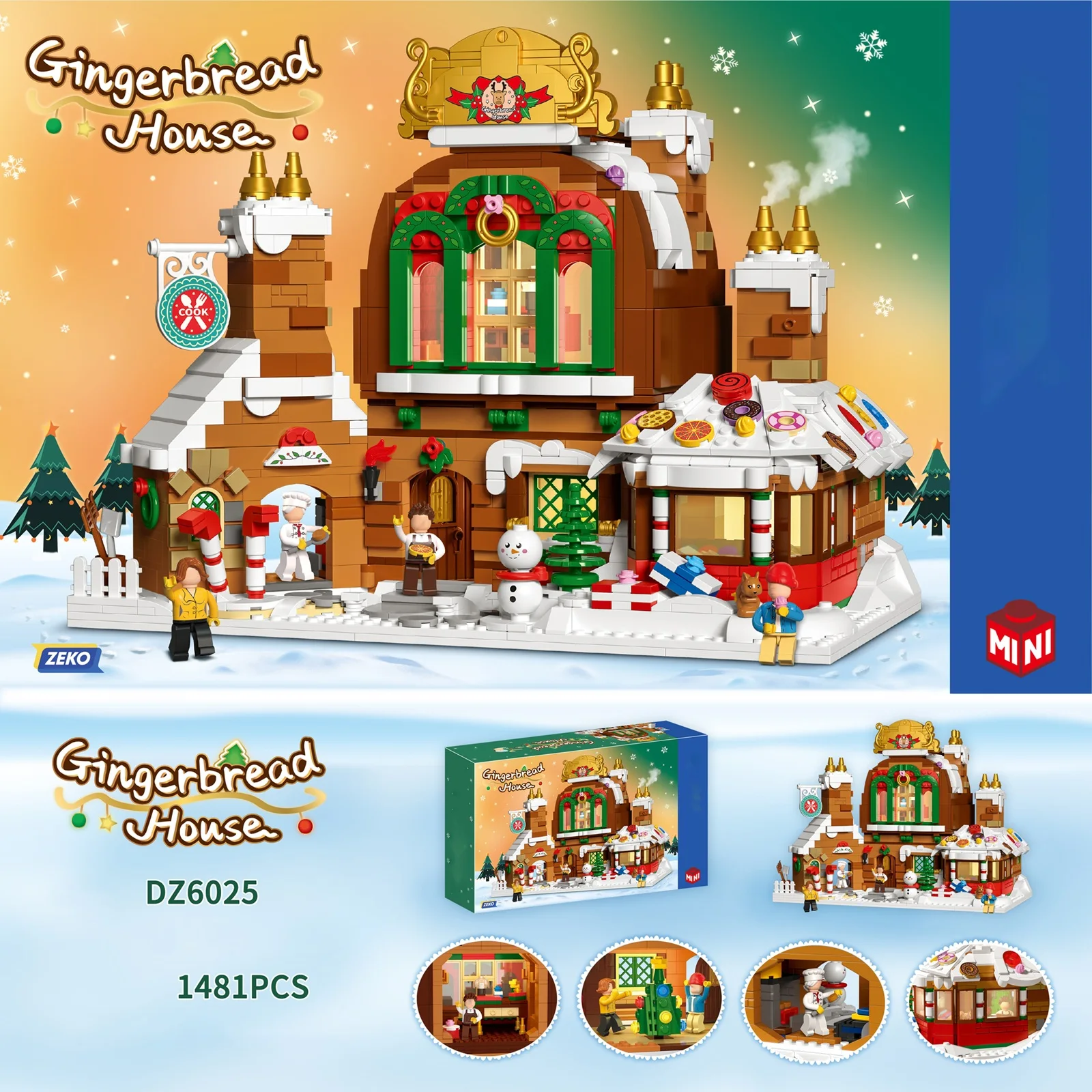 DZ6025 Weihnachten Kinderspielzeug Geschenk, Street View Lebkuchenhaus Modell Montage Bausteine Ornamente, Weihnachtsgeschenk
