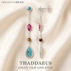 Earrings Riviera Colors Water Drop,Europe Happiness Fine Jewelry For Women Autumn Brand New Turquoise Sterling Silver 925 Gift