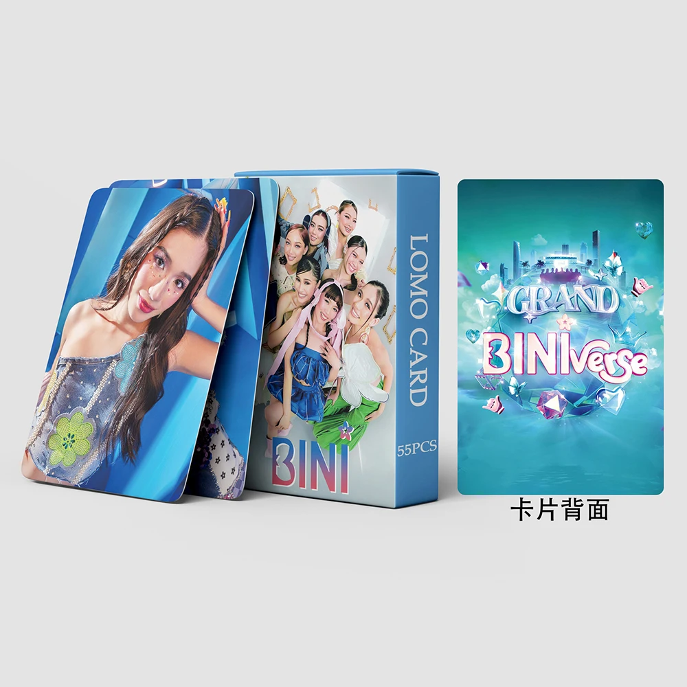 55pcs/set Kpop BINI CHERRY ON TOP Photocard Card LOMO Card High Quality Double Sides Printing Fans Gift