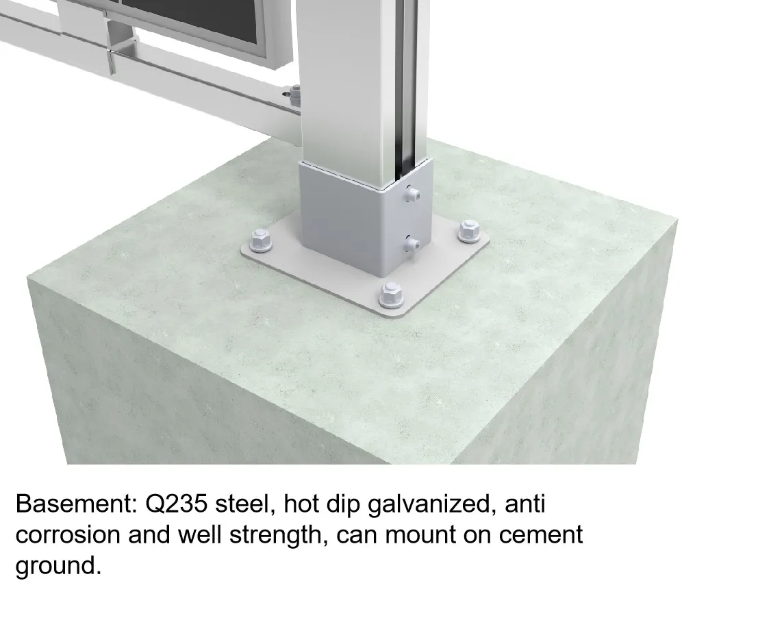 Wall Fence Bracket Solar Panel Frame Mounting Pole Outdoor Shelving System AL6005-T5 & Q235B Material 90 Tilt