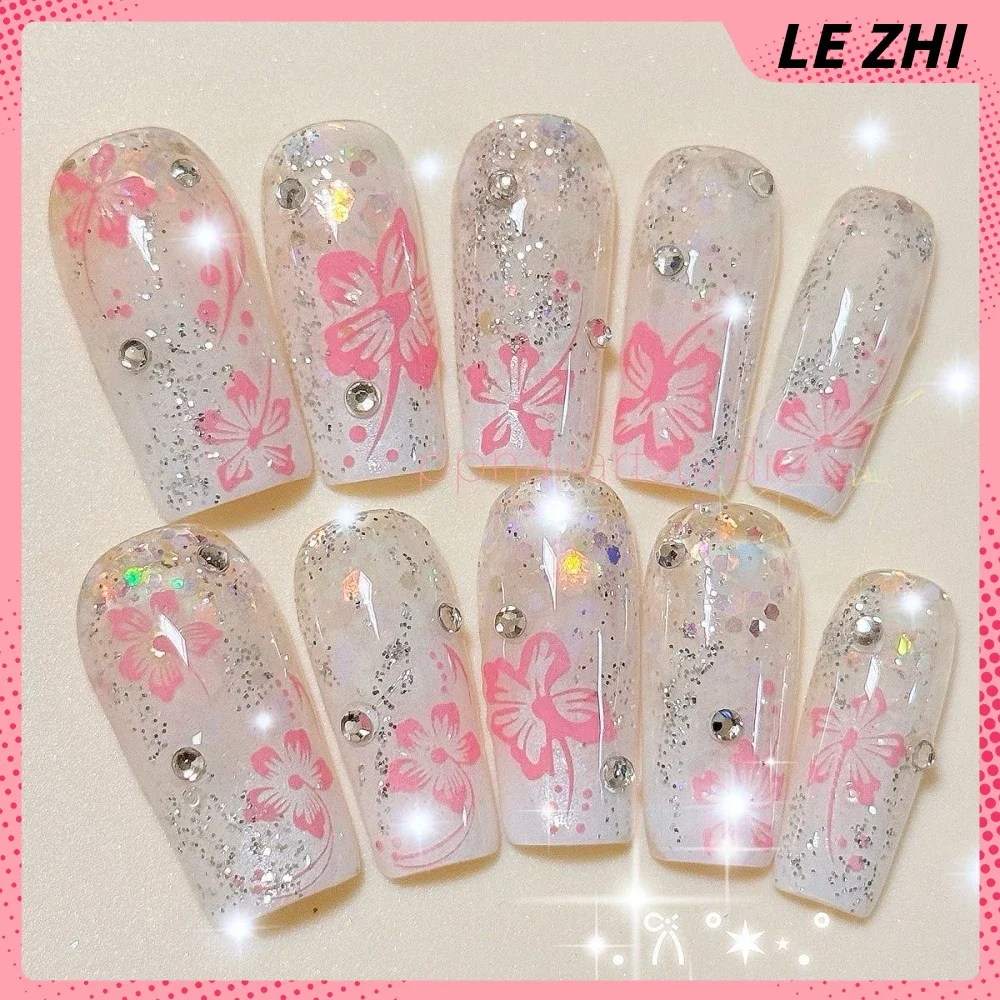 10 قطعة Y2K الساطع الماس الزهور اليدوية التابوت خنجر الصحافة على مسمار لطيف الحيوانات نجوم Bowknot فراشة مسمار الطرف ملصق