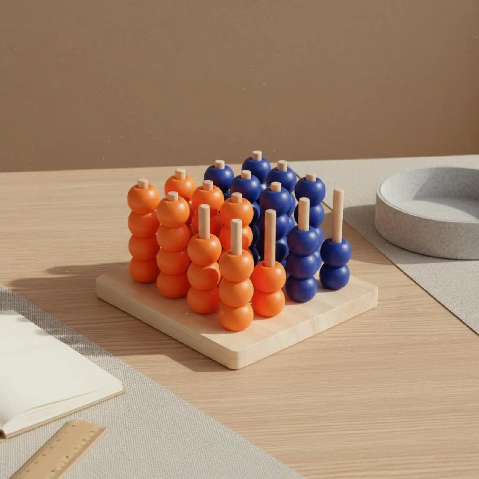 3D Wooden Four in a Row Logic Game Strategy Board Game for Family Table Games and Early Learning Fun