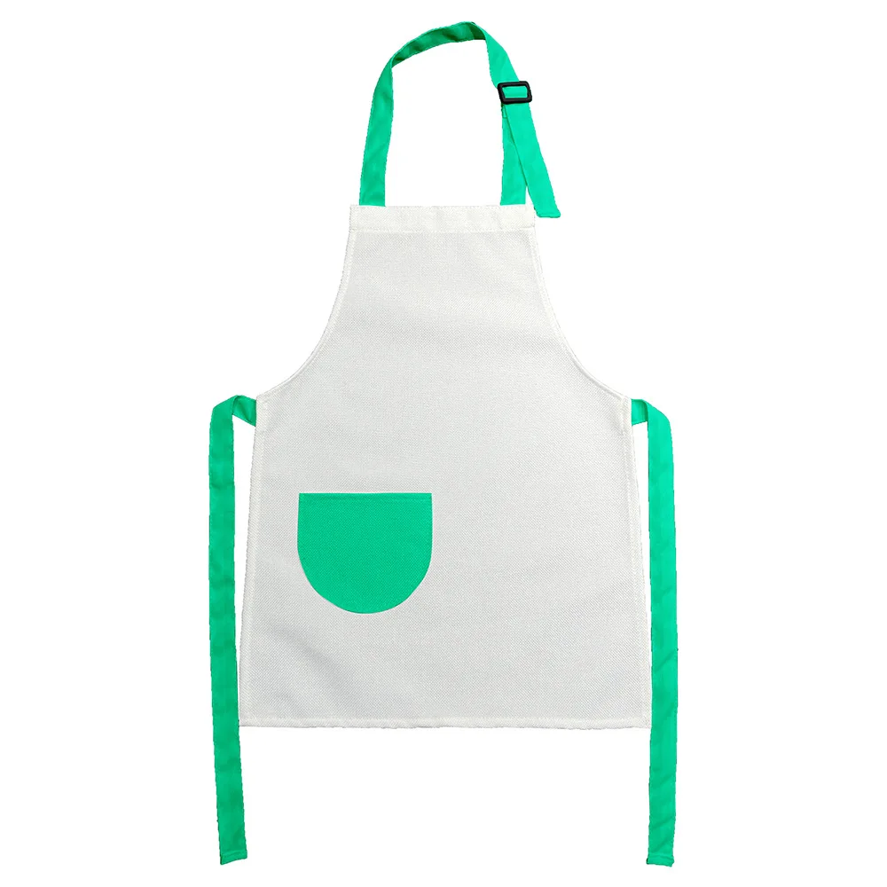 Children\'s Apron Candy Color Sublimation Blank Aprons With Pocket Cotton Linen Kid\'s Painting and Playing Apron For DIY Print