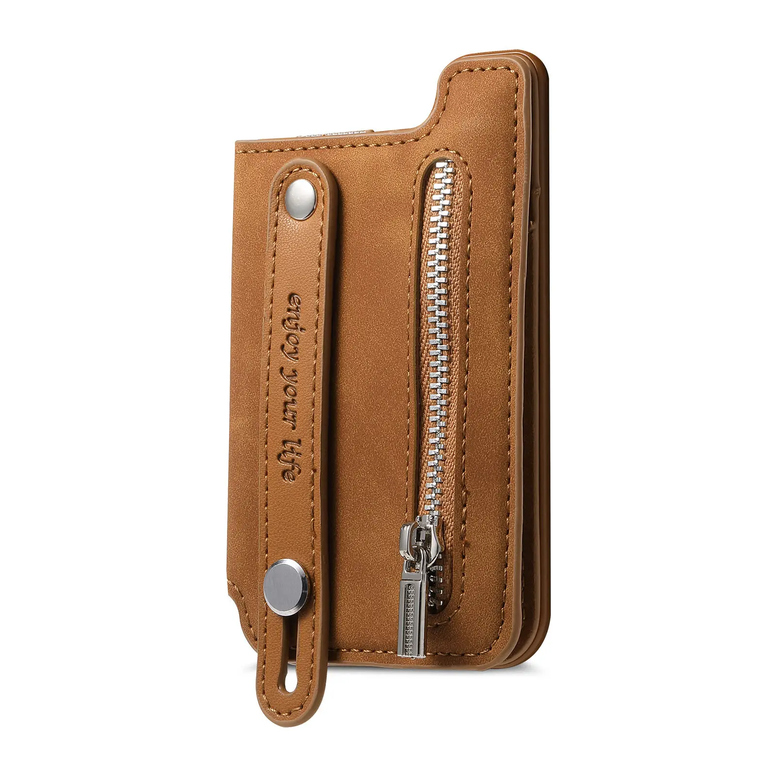 Telefoonkaarttas Draagbare portemonnee met ritssluiting Geschikt voor Magsafe Magnetische telefoonhoes Universele push-pull polsband Desktophouder