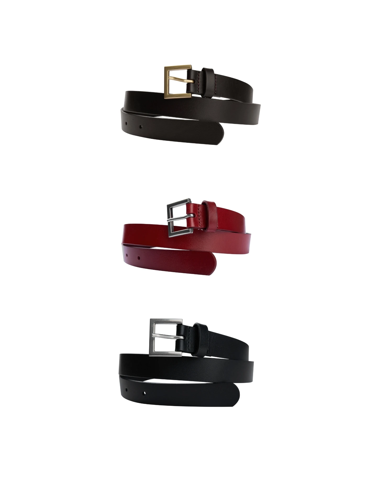 

Retro Minimalist Full Cowhide Leather Square Tip Casual Luxury Belt Pin Buckle Real Leather Waist Belt for Women
