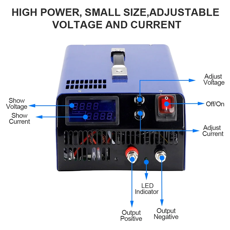 1500W Switching Power Supply AC 220V to DC 0-15V 30V 60V 120V Voltage and Current Adjustable High Efficient with Display AS-1500