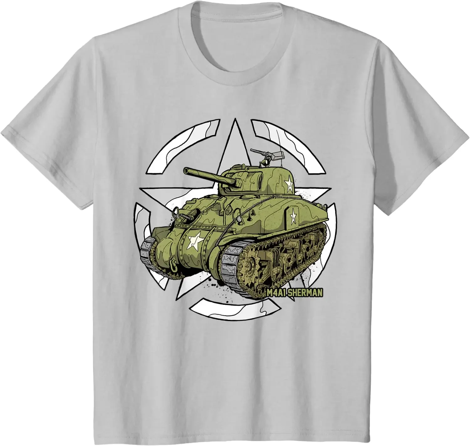 Sherman M4A1 World War II Army Tank History Retro Summer Cotton O-neck Short Sleeve T-shirt