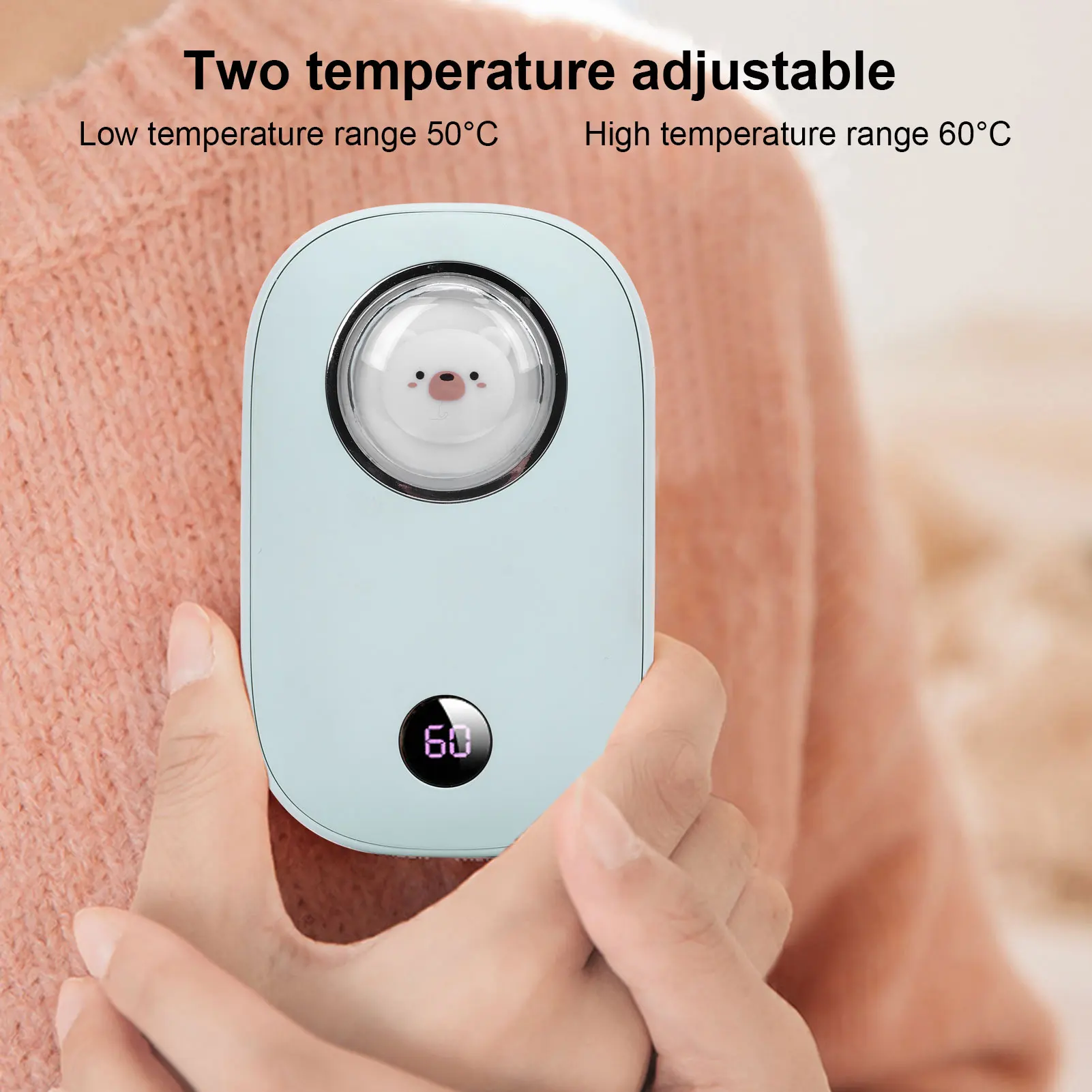 USB Charging Pocket Digital Display Hand Warmer Portable Power Bank Birthday Gift