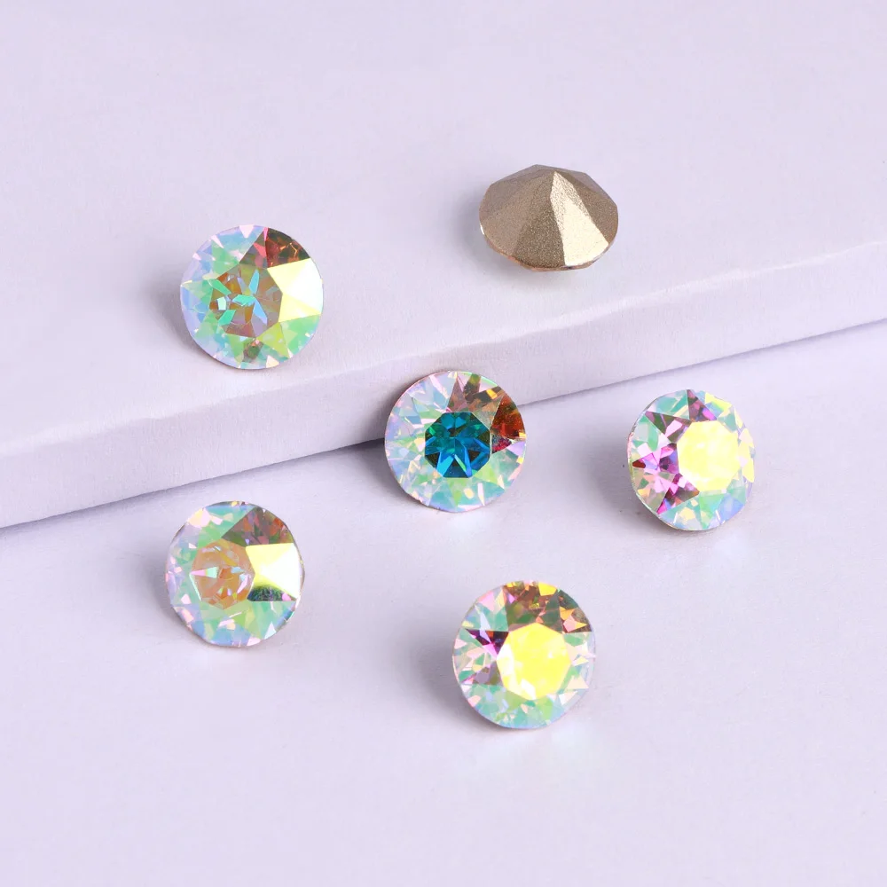 10mm K9 Glass Round Fancy Rhinestone 1088 XIRIUS Chaton Point Back Diamond Stones Crystal AB Rhinestones for Diy Crafts Clothes