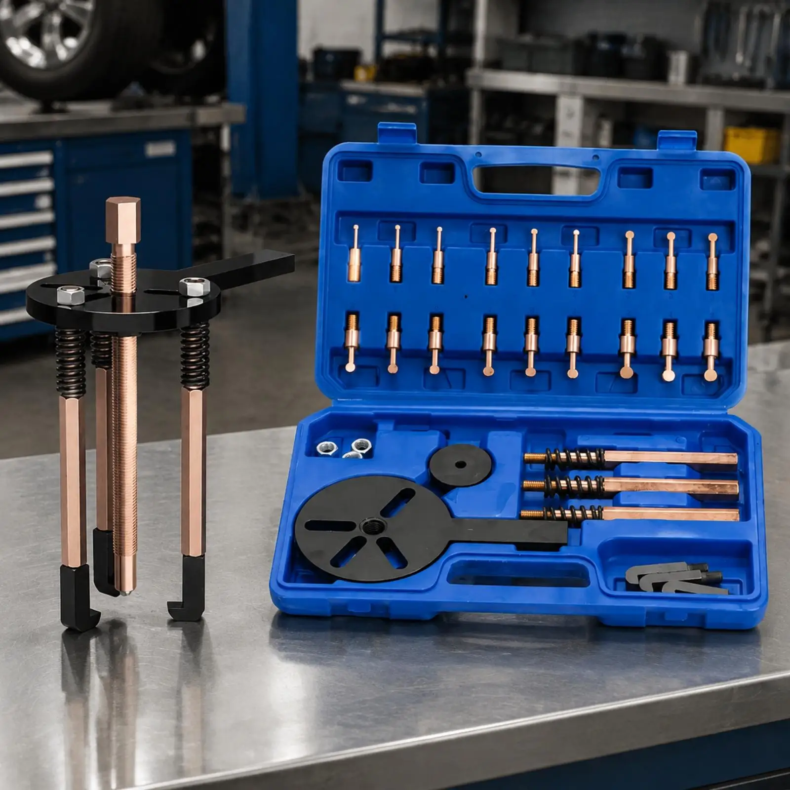 Bearing Removal Tool Kit with Three Legs Puller Heavy Duty Steel Extractor for Pulley Gear Home Garage Maintenance
